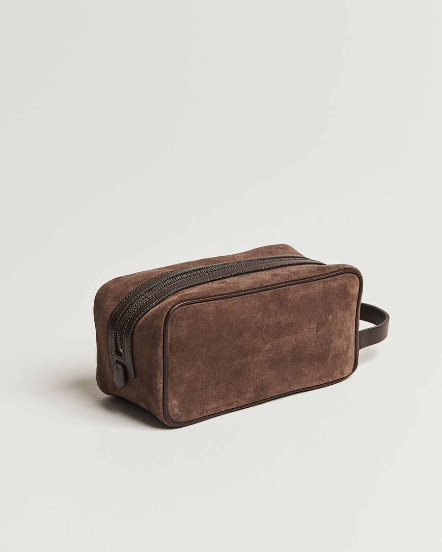 Mies |  | Anderson\'s | Suede Washbag Dark Brown