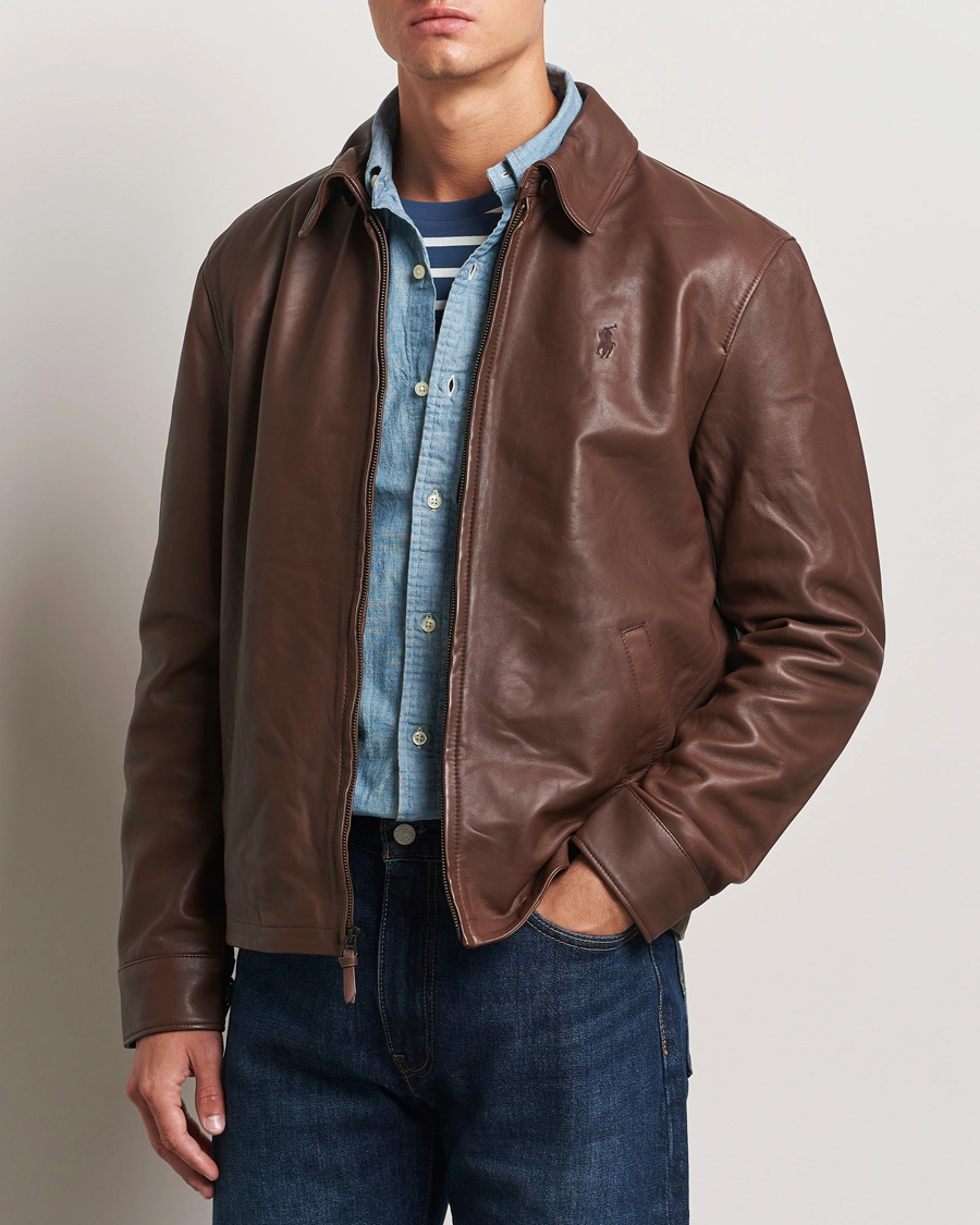 Mies |  | Polo Ralph Lauren | Maxwell Windbreaker Leather Jacket Bison Brown