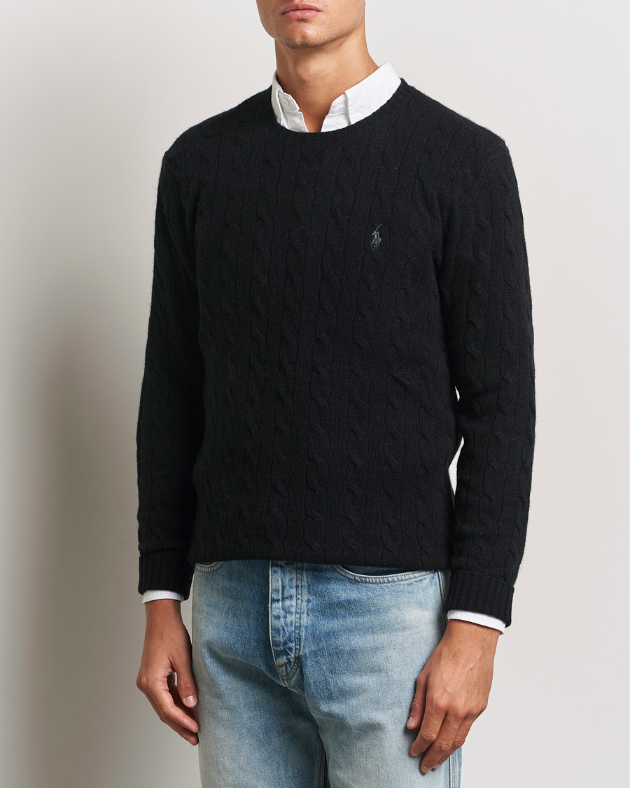 Mies |  | Polo Ralph Lauren | Wool/Cashmere Cable Crew Neck Polo Black