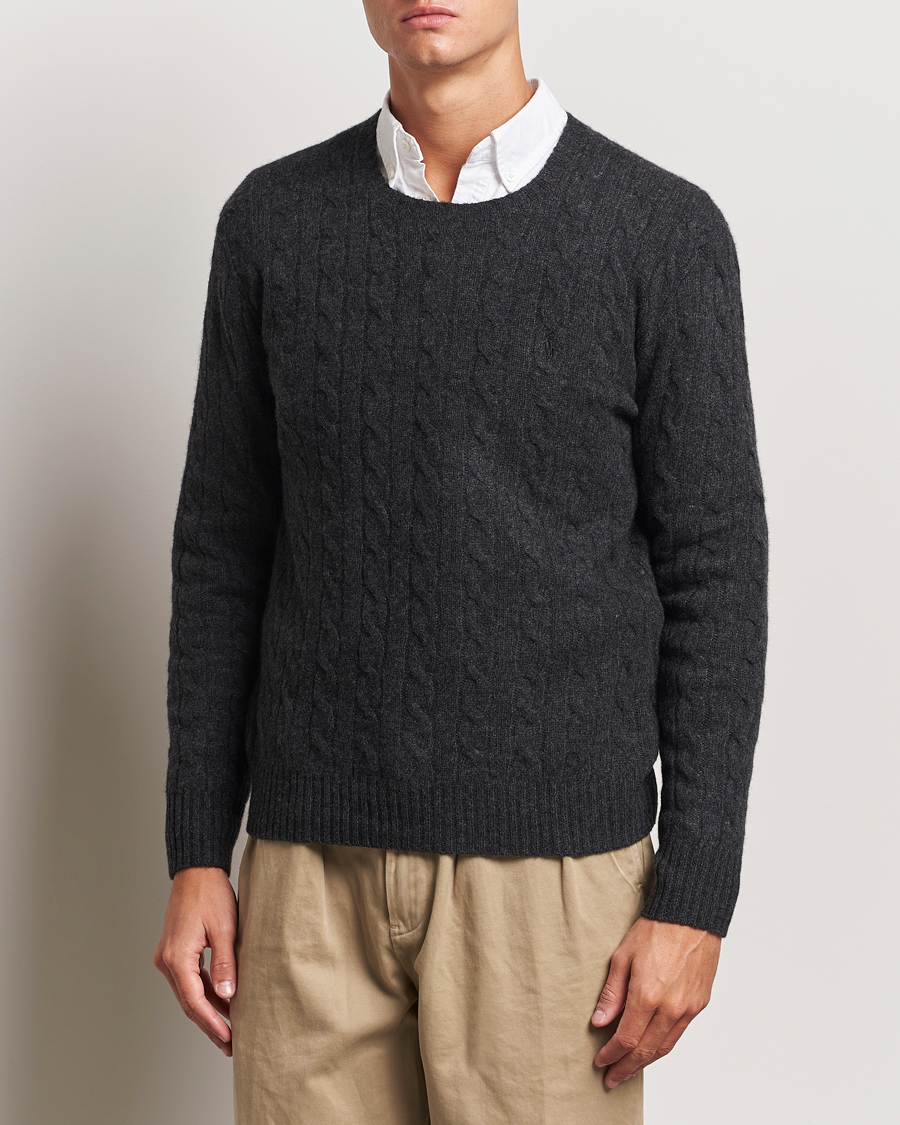 Mies |  | Polo Ralph Lauren | Wool/Cashmere Cable Crew Neck Dark Granite Heather