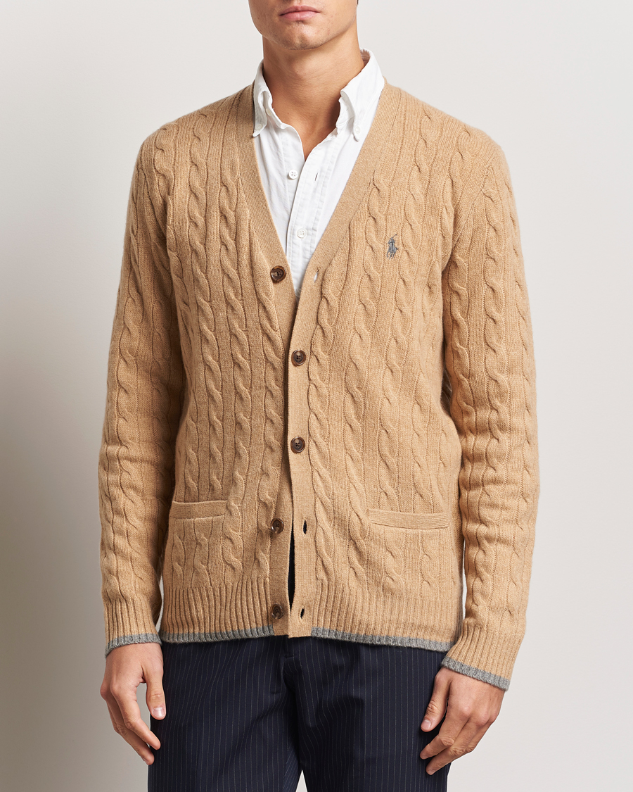 Mies |  | Polo Ralph Lauren | Wool/Cashmere Cable Cardigan Camel Melange