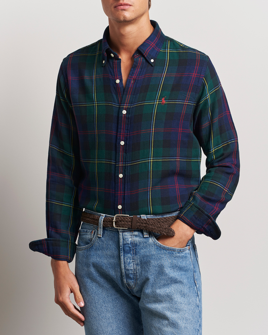 Mies |  | Polo Ralph Lauren | Custom Fit Double Faced Checked Shirt Green/Indigo