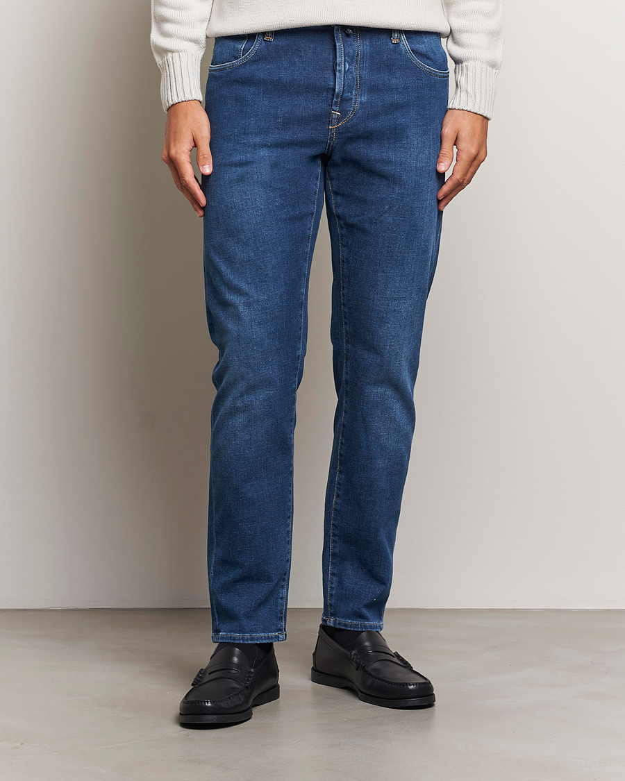 Mies |  | Incotex | 5-Pocket Stretch Denim Medium Blue