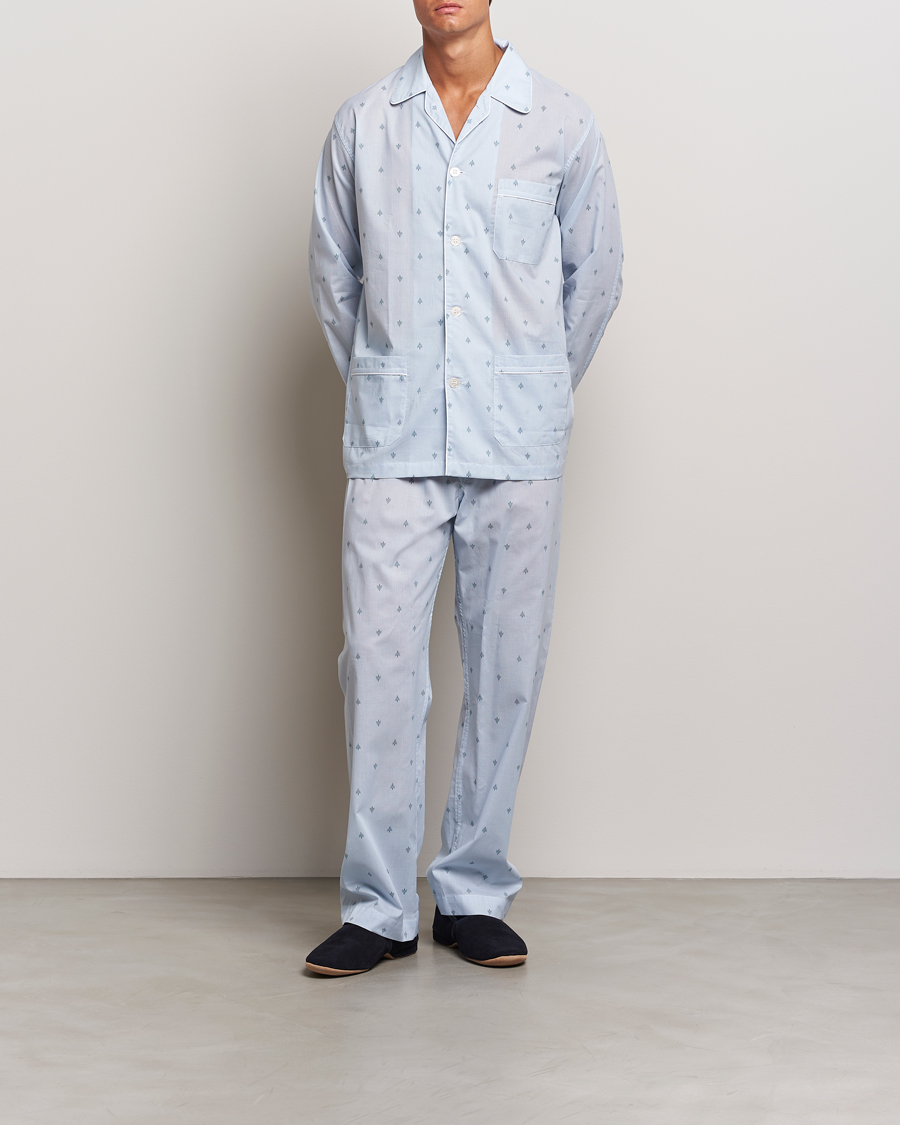 Mies | Derek Rose | Derek Rose | Piped Cotton Pyjama Set Blue
