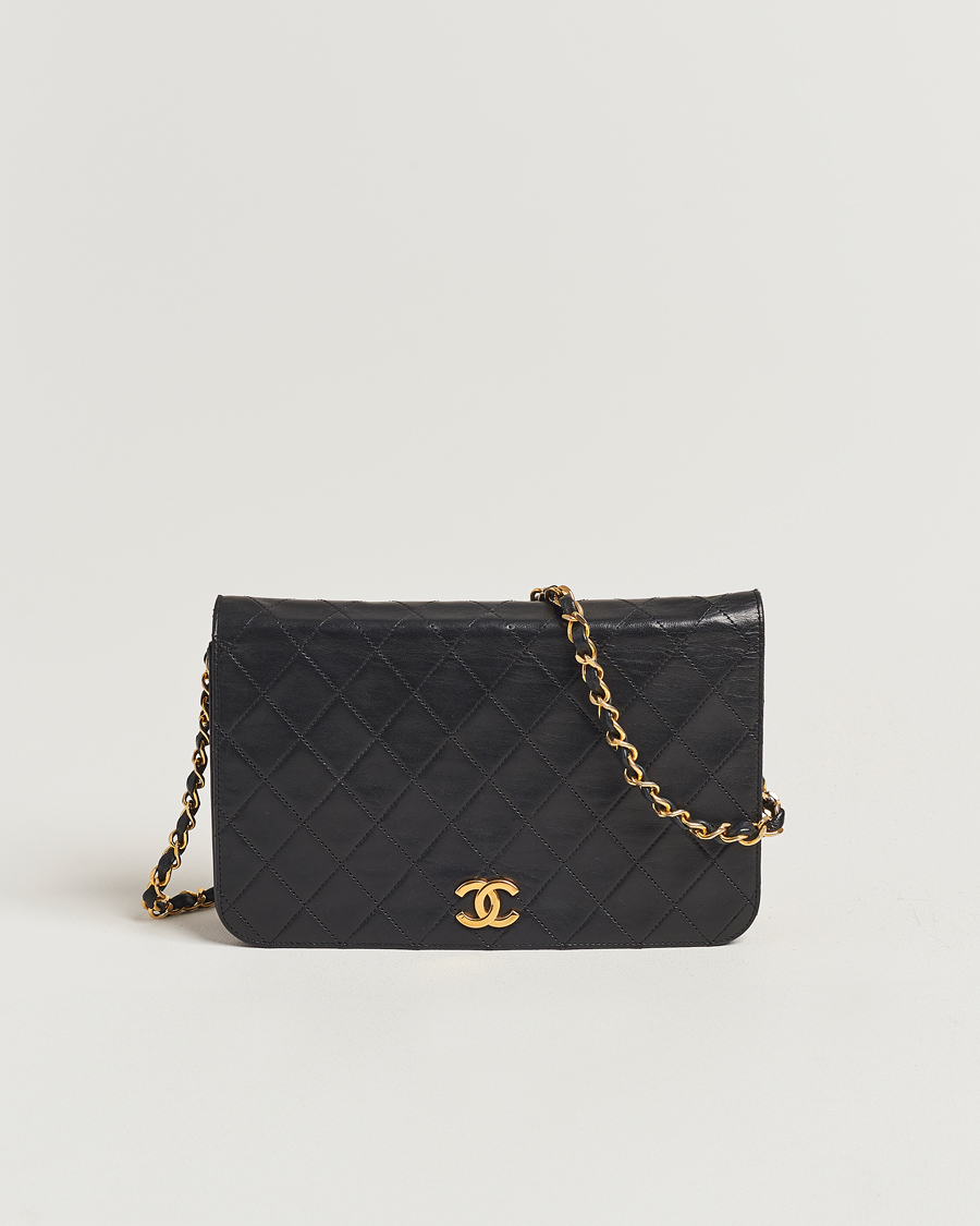 Mies | Chanel Pre-Owned Single Full Flap Bag Black Lambskin | Chanel Pre-Owned | Single Full Flap Bag Black Lambskin