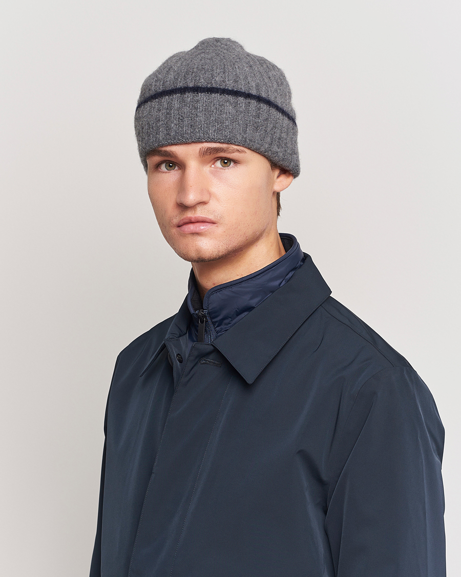 Mies |  | Amanda Christensen | Rib Knitted Cashmere Paspoal Cap Grey Melange