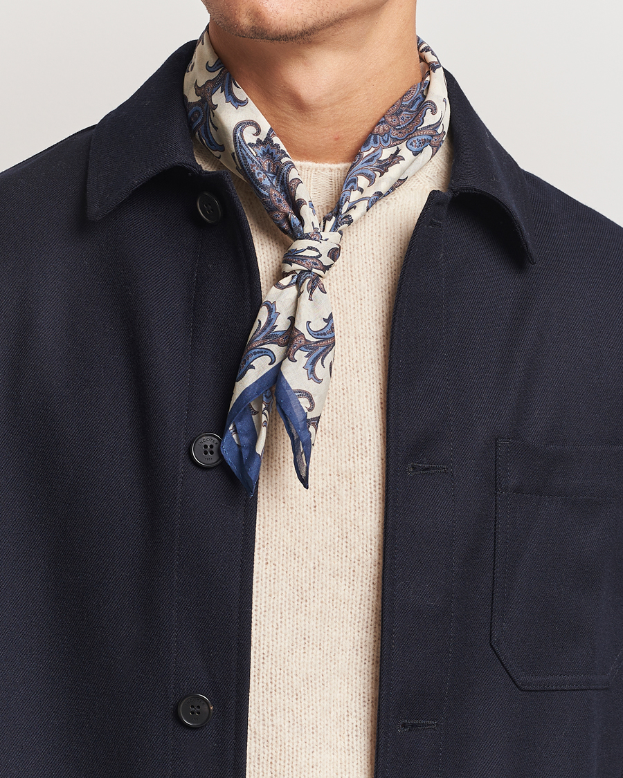 Mies |  | Amanda Christensen | Cotton Voilé Printed Paisley Bandana White