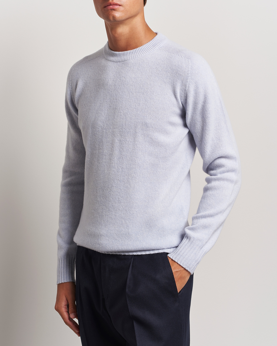 Mies | Italian Department | Altea | Wool/Cashmere Crew Neck Pullover Light Blue