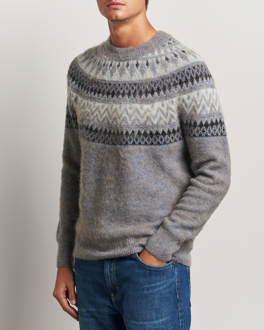 Mies | Italian Department | Altea | Wool/Cashmere Norwegian Sweater Grey