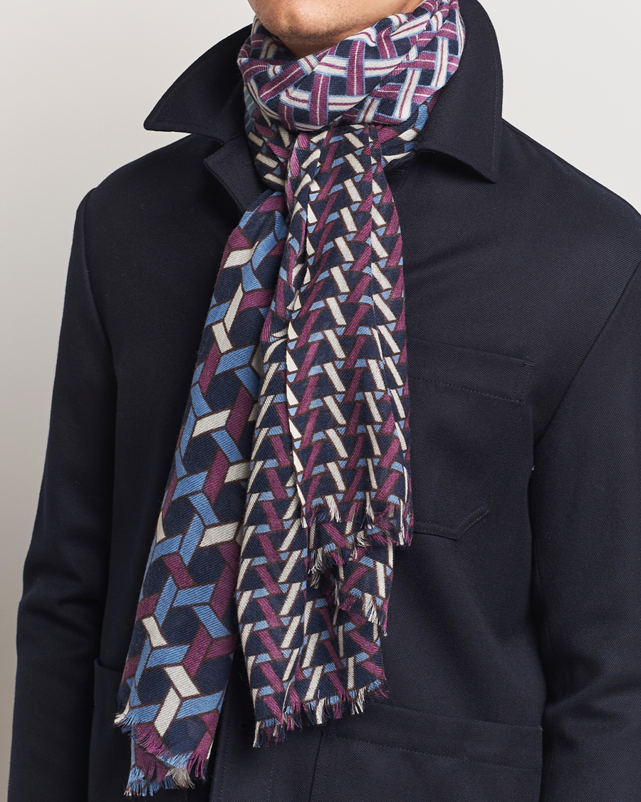 Mies |  | Altea | Printed Wool Scarf Navy