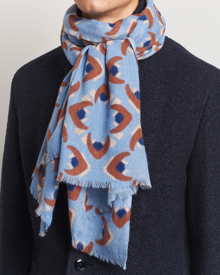 Mies |  | Altea | Printed Wool/Cashmere Scarf Light Blue