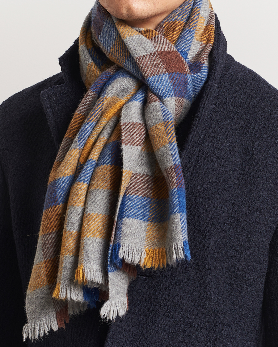 Mies |  | Altea | Check Wool Scarf Yellow/Beige