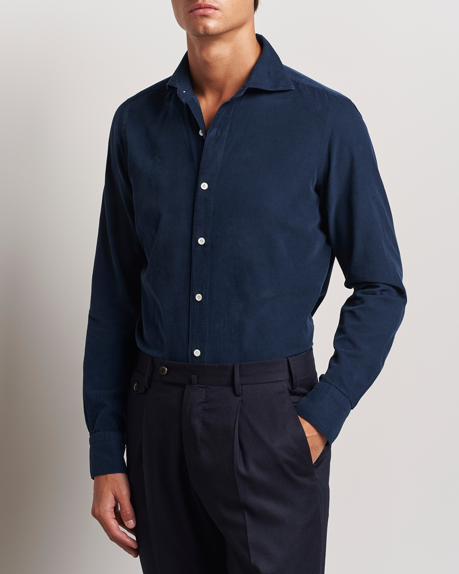 Mies |  | Finamore Napoli | Gaeta Corduroy Shirt Navy