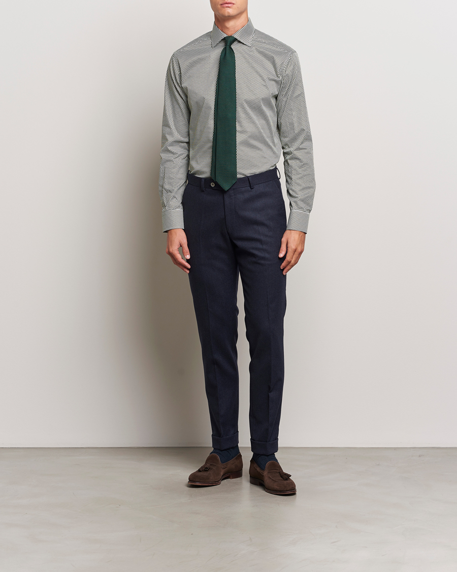 Mies |  | Eton | Slim Fit Signature Twill Printed Shirt Green