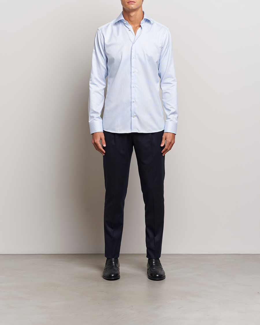 Mies |  | Eton | Slim Fit Signature Twill Striped Shirt Blue/White