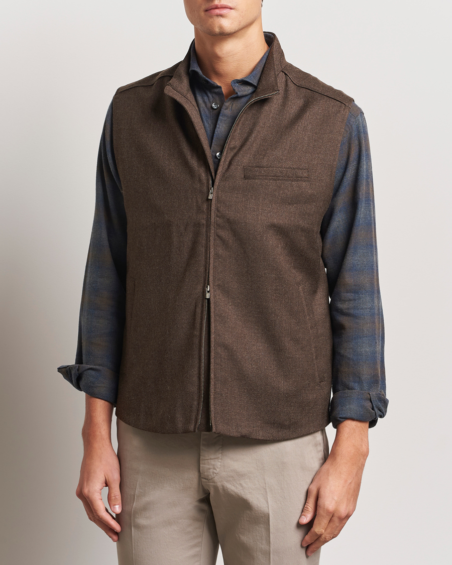 Mies |  | Eton | Wool Flannel Vest Dark Brown