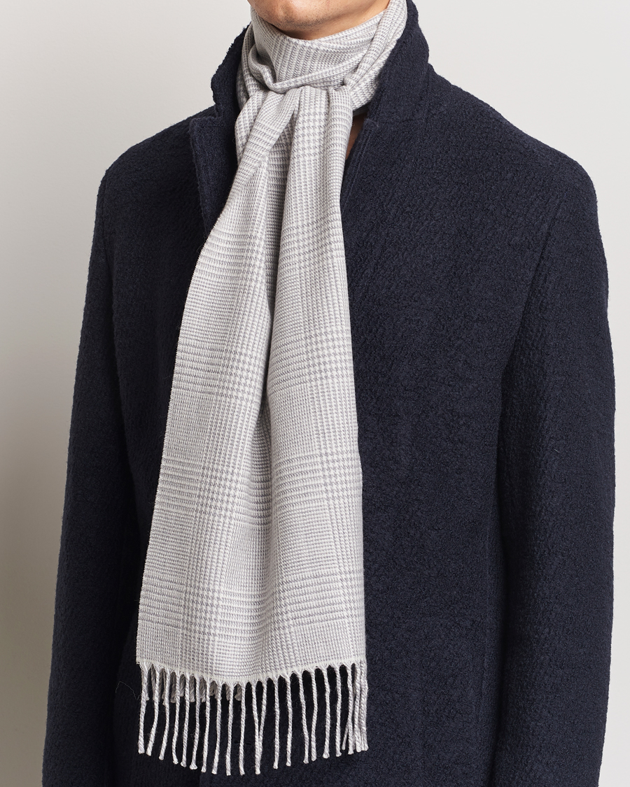 Mies |  | Eton | Merino Wool Prince Of Wales Scarf Grey