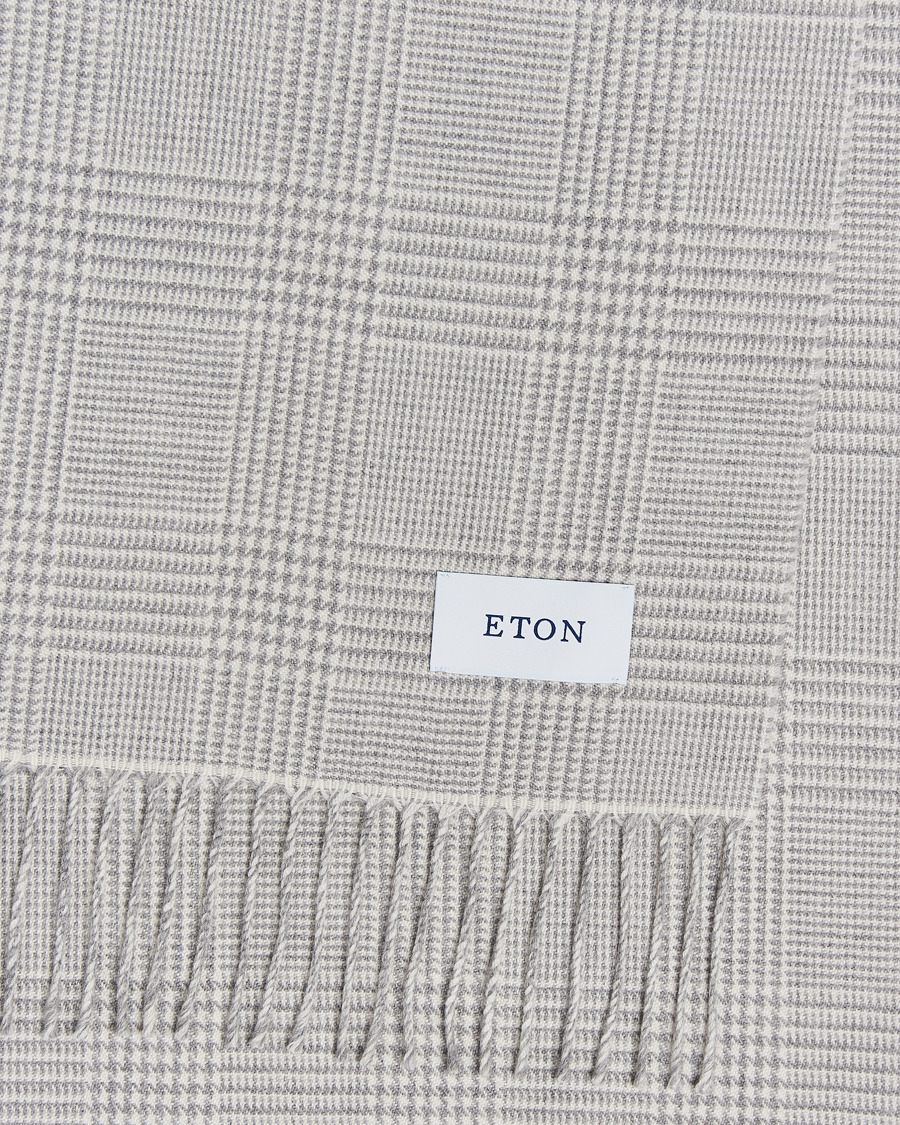 Mies |  | Eton | Merino Wool Prince Of Wales Scarf Grey