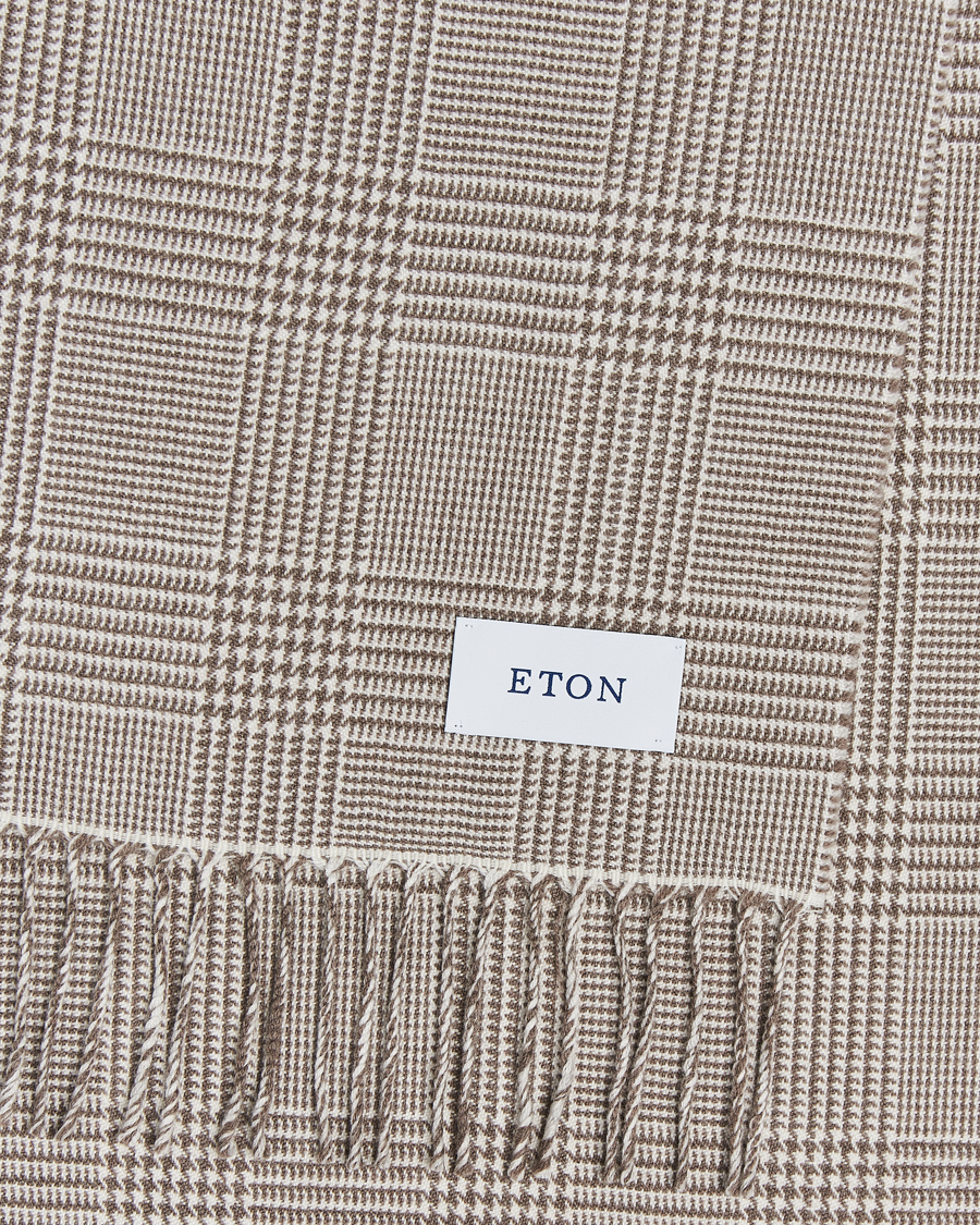 Mies |  | Eton | Merino Wool Prince Of Wales Scarf Beige