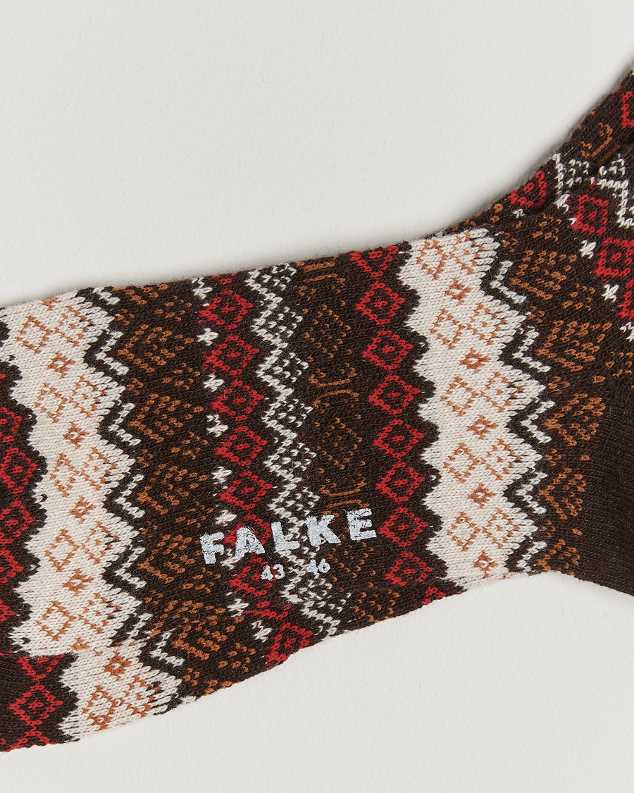 Mies |  | Falke | Aspen Fairisle Socks Dark Brown