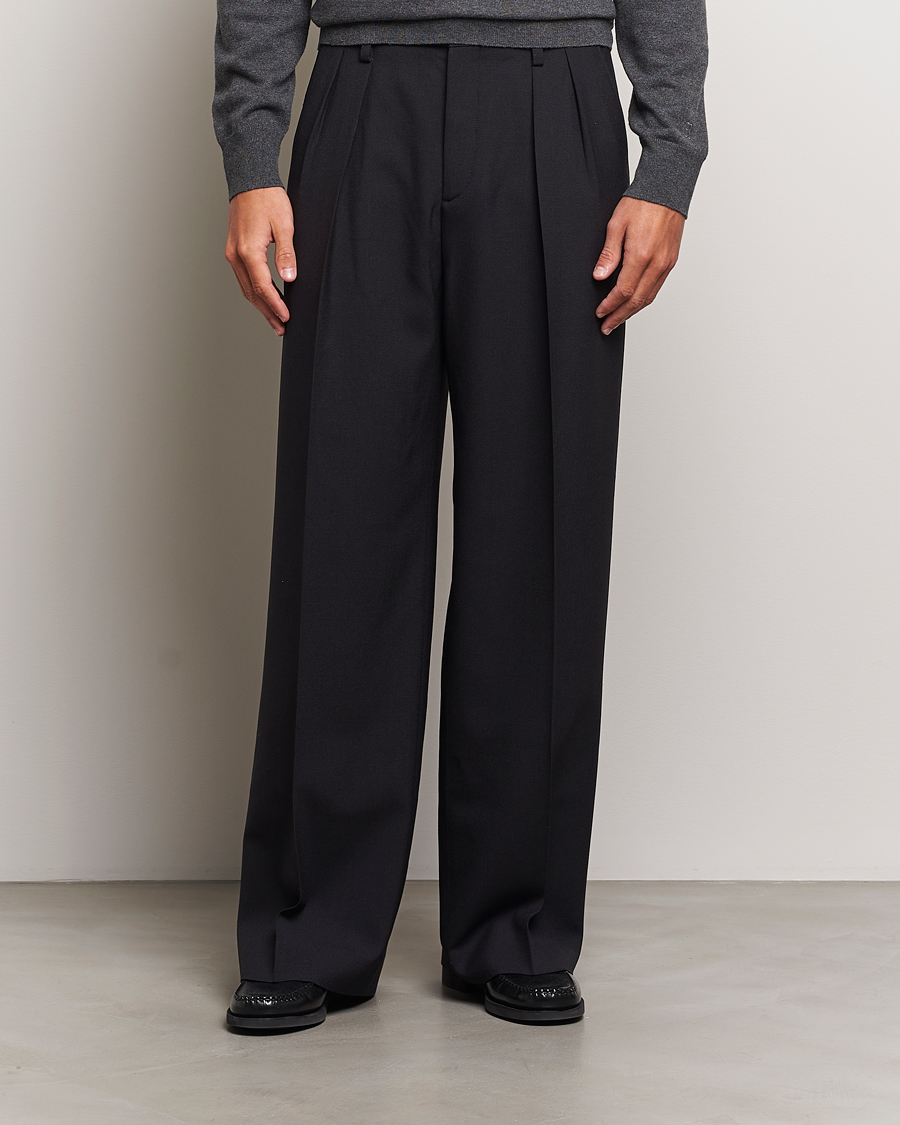 Mies |  | Filippa K | Wide Wool Trousers Black