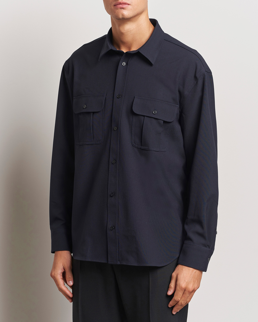 Mies |  | Filippa K | Relaxed Flannel Patch Pocket Shirt Navy