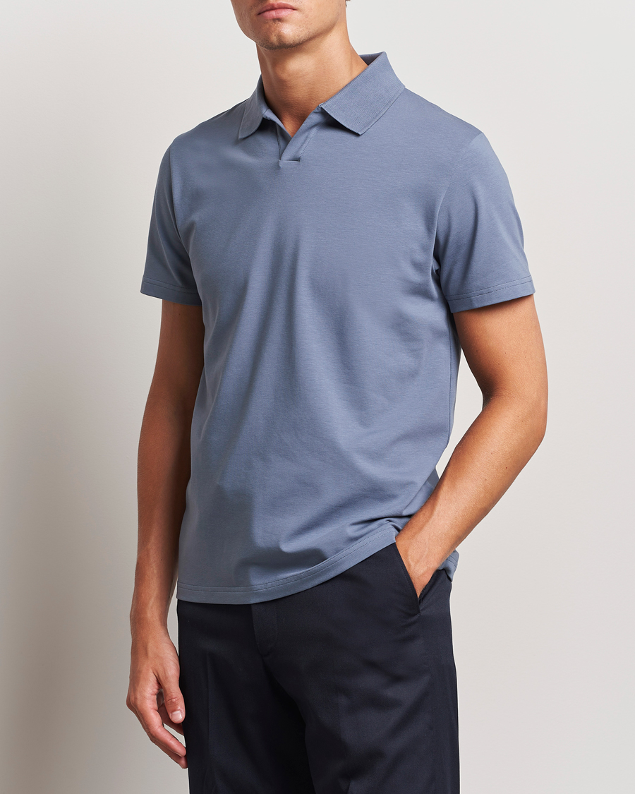 Mies |  | Filippa K | Soft Lycra Polo T-Shirt Grey Blue
