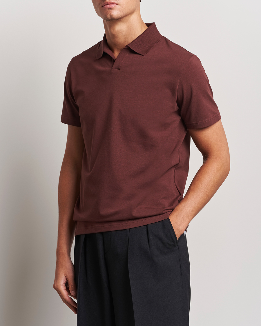 Mies |  | Filippa K | Soft Lycra Polo T-Shirt Mahogany Brown