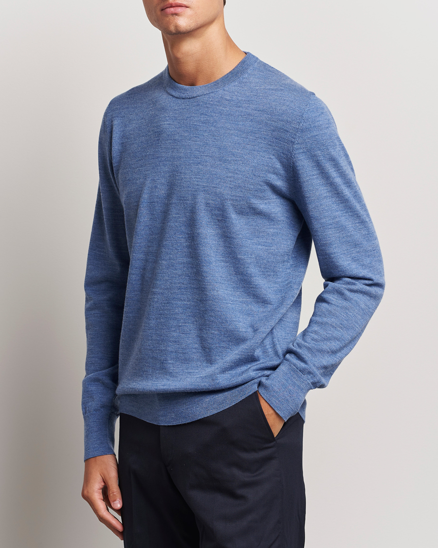 Mies |  | Filippa K | Merino Round Neck Sweater Blue Melange