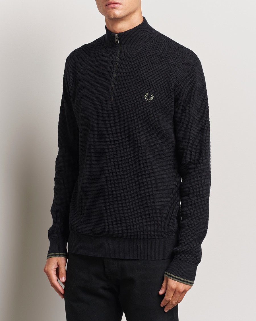 Mies |  | Fred Perry | Waffle Stitch Half Zip Black