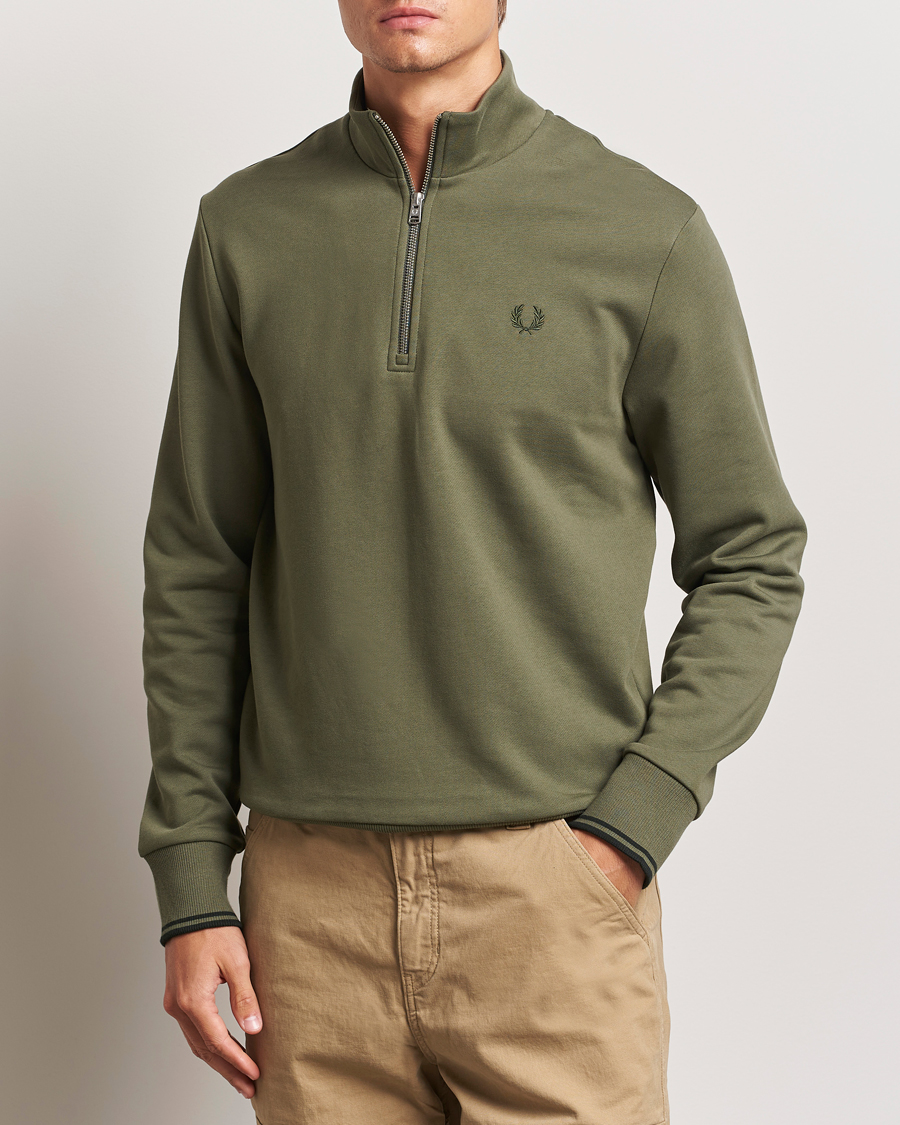 Mies |  | Fred Perry | Half Zip Sweatshirt Laurel Green