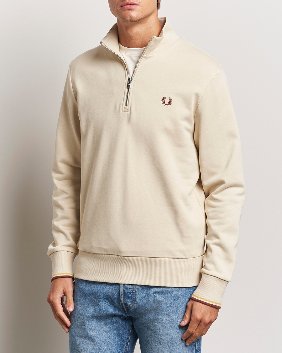 Mies |  | Fred Perry | Half Zip Sweatshirt Oatmeal