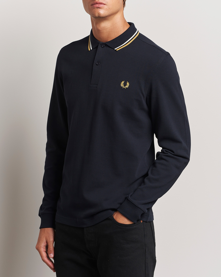 Mies | Pitkähihaiset pikeepaidat | Fred Perry | Twin Tipped Long Sleeve Polo Shirt Navy