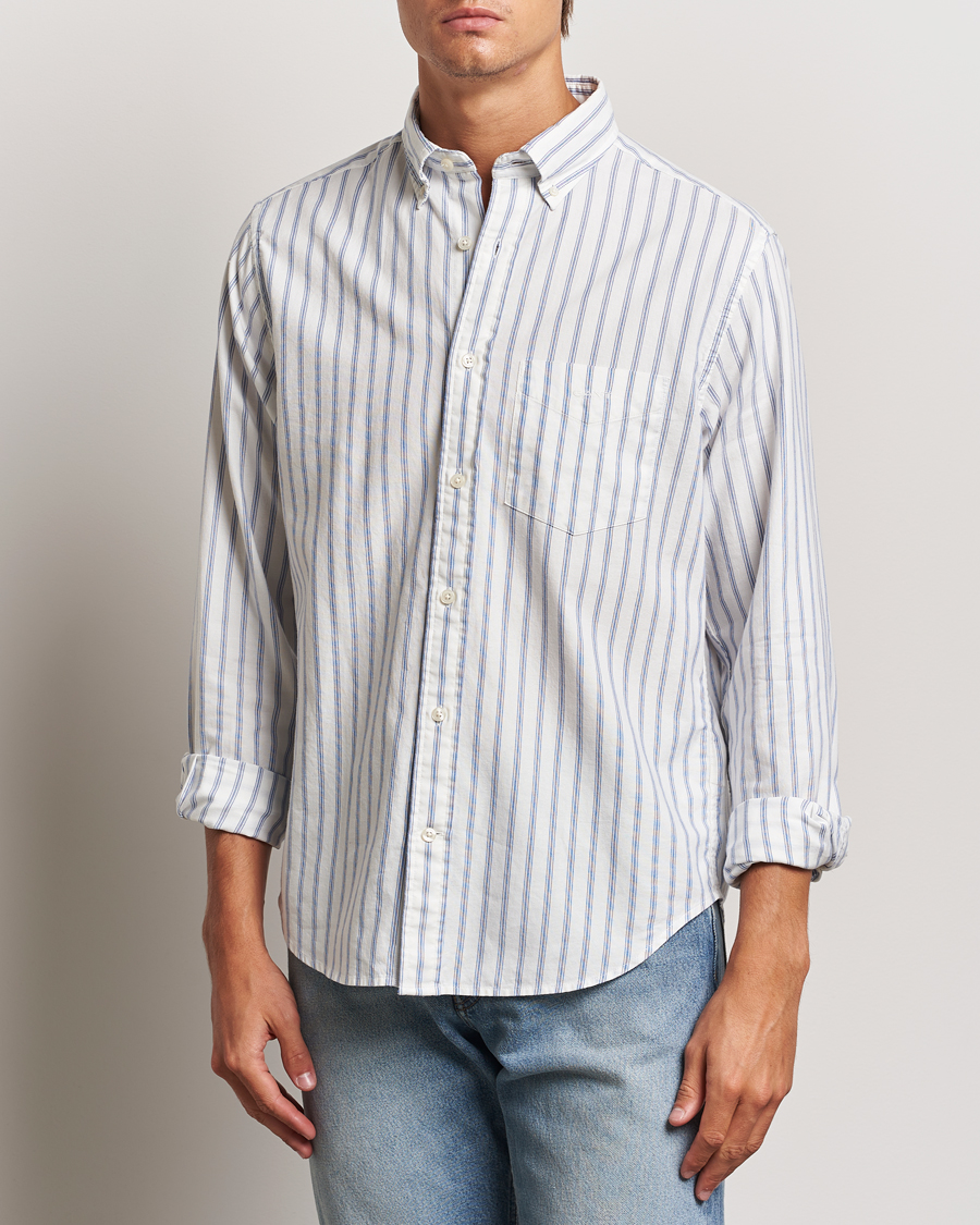 Mies | Business & Beyond - Casual | GANT | Archive Oxford Stripe Shirt Egg Shell