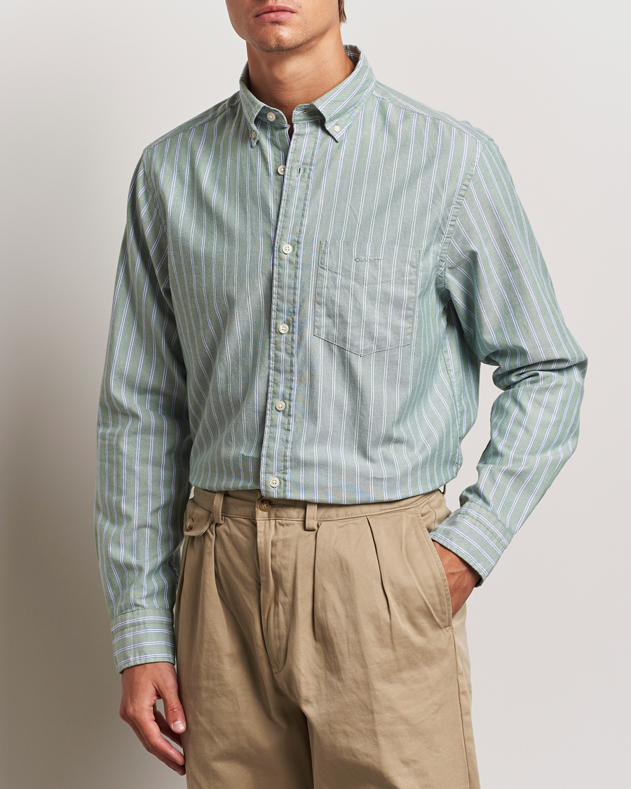 Mies | Business & Beyond - Casual | GANT | Archive Oxford Stripe Shirt Dry Forest