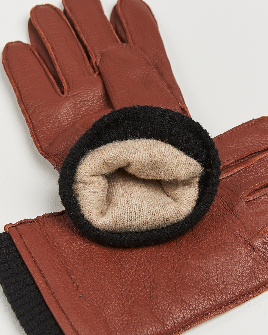 Mies |  | GANT | Cashmere Lined Leather Gloves Cognac Brown