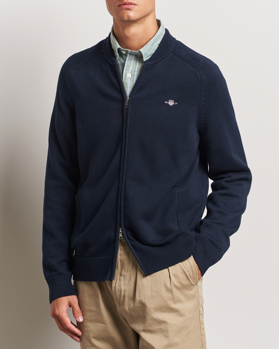 Mies |  | GANT | Casual Cotton Bomber Cardigan Evening Blue