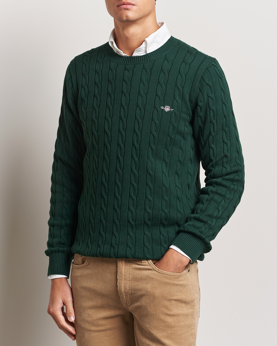 Mies |  | GANT | Cotton Cable Crew Neck Tartan Green