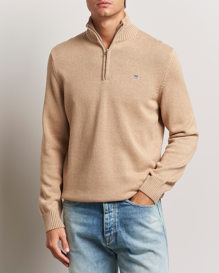 Mies |  | GANT | Cotton Half Zip Khaki Melange