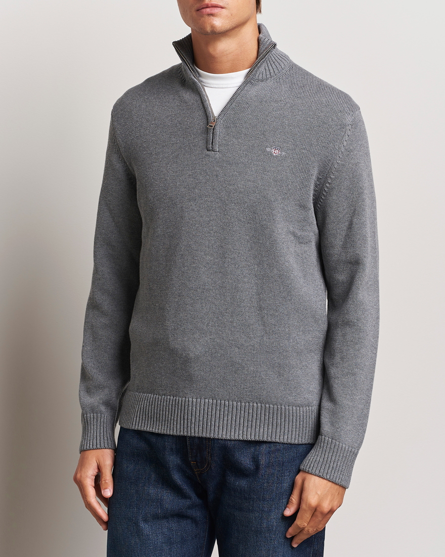 Mies |  | GANT | Cotton Half Zip Dark Grey Melange