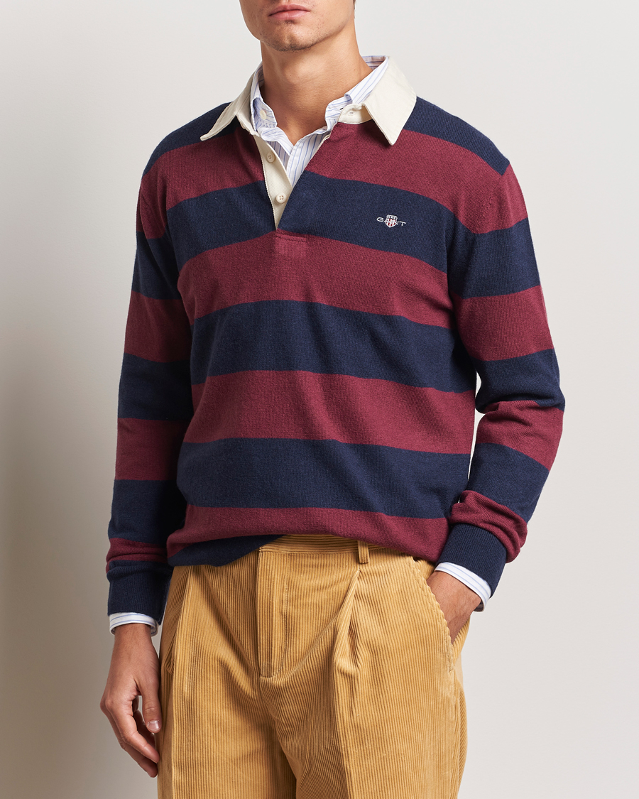 Mies |  | GANT | Extra Fine Lambswool Striped Rugger Marine