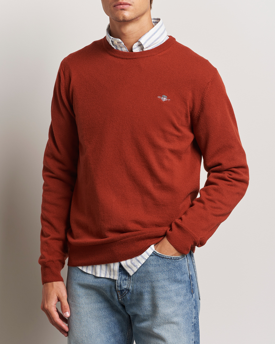 Mies | Business & Beyond - Casual | GANT | Lambswool Crew Neck Pullover Iron Red