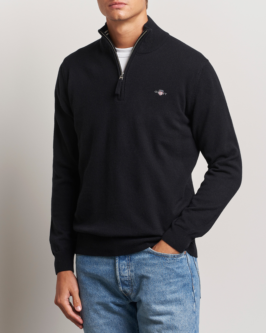 Mies |  | GANT | Lamsbwool Half Zip Black