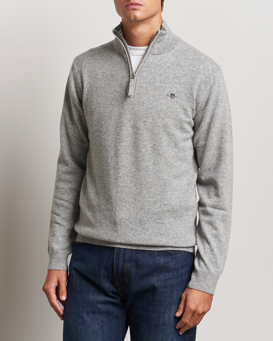 Mies |  | GANT | Lamsbwool Half Zip Grey Melange