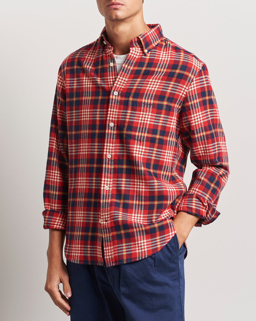 Mies |  | GANT | Regular Flannel Plaid Shirt Ruby Red