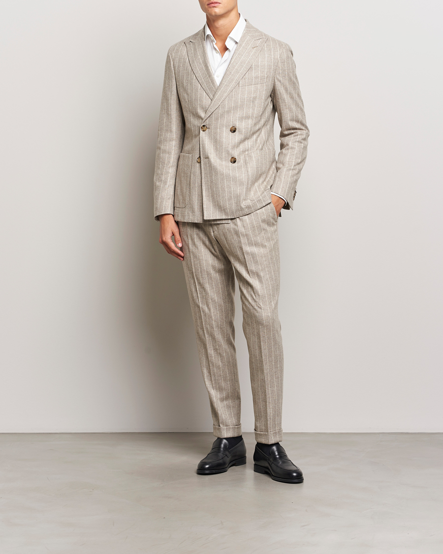 Mies | Business & Beyond - Formal | BOSS BLACK | Hanry Wool Pinstriped Suit Light Beige