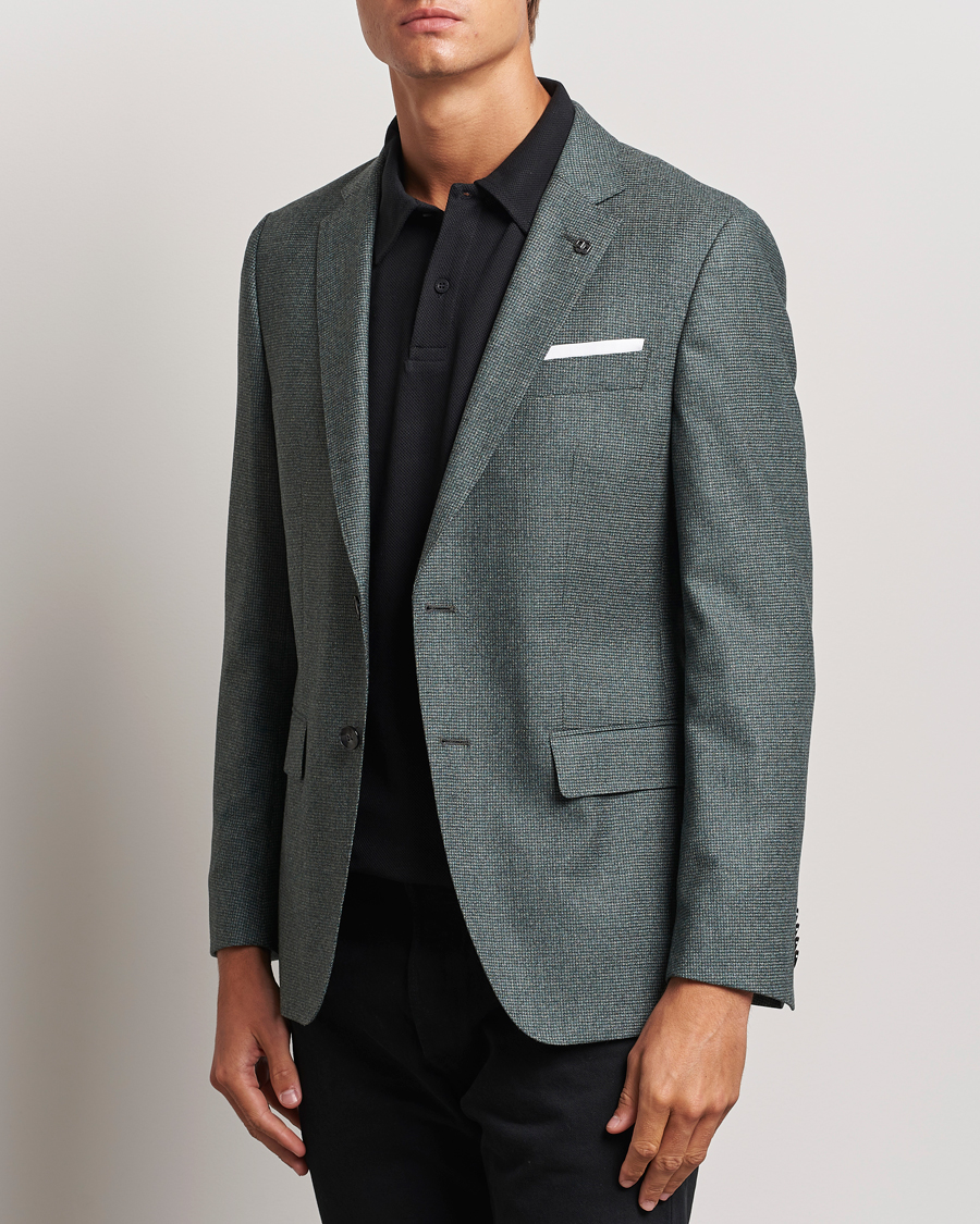 Mies | Pikkutakit | BOSS BLACK | Hutson Wool Dogtooth Blazer Light Green