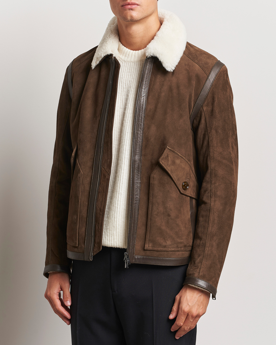 Mies |  | BOSS BLACK | Montel Suede Searling Bomber Jacket Brown