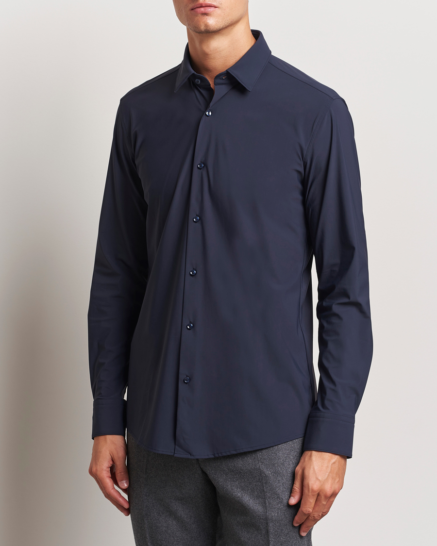 Mies | Kauluspaidat | BOSS BLACK | Hank 4-Way Stretch Shirt Dark Blue