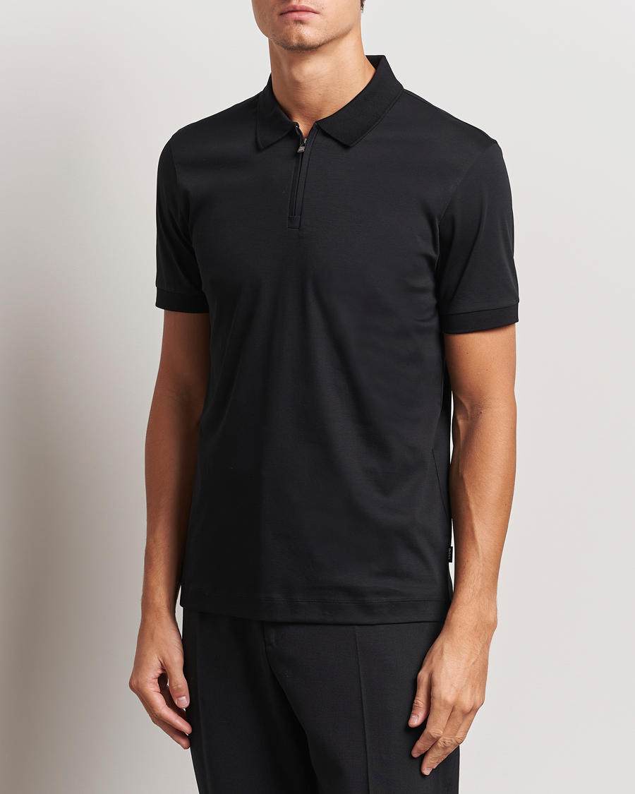 Mies | Pikeet | BOSS BLACK | Paras Mercerized Half Zip Polo Black